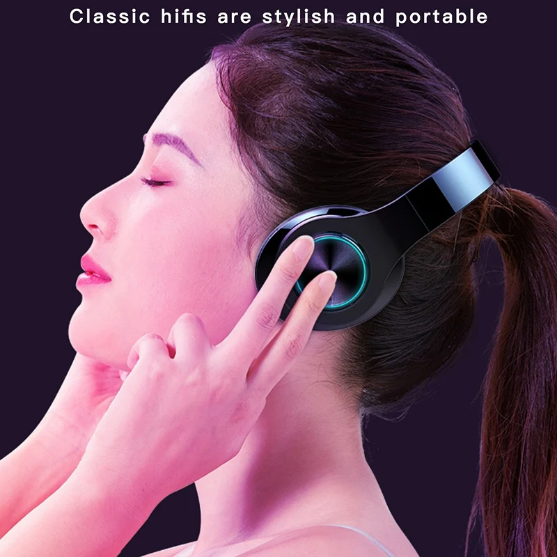 T6 Wireless Sports Bluetooth 5 0 Headphones with Mic Foldable Active Noise Head Mounted Stereo HIFI Earphone Wireless