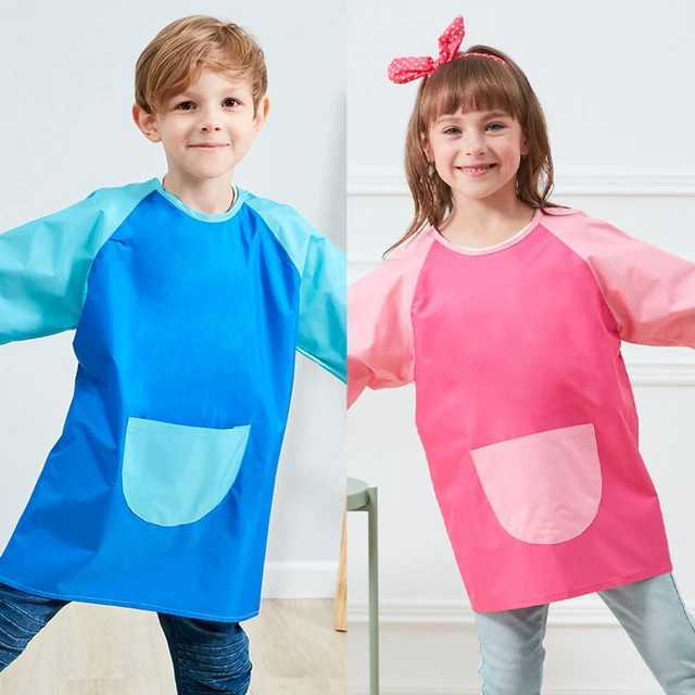 Kids Long Sleeve Apron Children Waterproof Play Aprons Smock Art Crafts  Painting