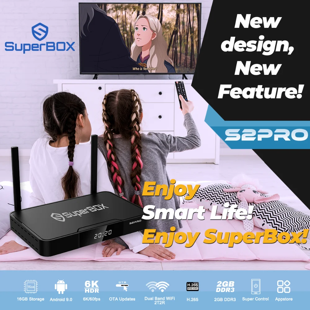 [Подлинный] Superbox S2 Pro лучший английский Android 9 0 смарт бокс 2 ГБ + 16 Гб Лидер продаж в