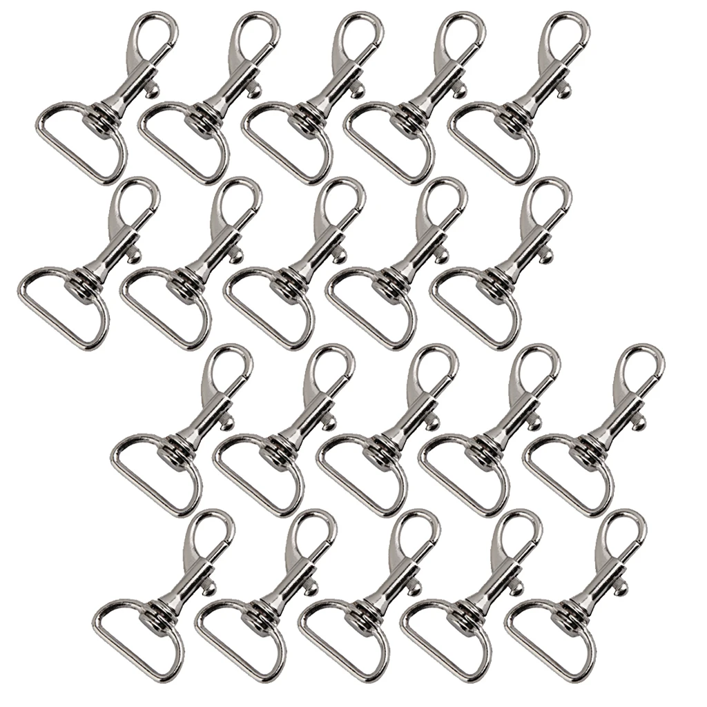 20x 19mm Strap Metal Silver Swivel Trigger Clips Lobster Claw Clasps Keyring