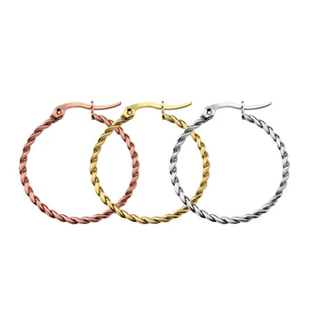 

Todorova Twisted Big Hoop Earring Gold Round Ear Ring For Women Stainless Steel Statement Circle Earring Fashion Jewelry Brincos