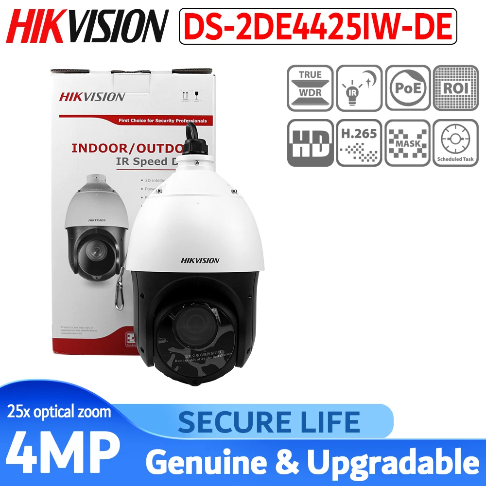 DS-2DE4425IW-DE 4MP H.265 POE CCTV камера 25x сетевая PTZ камера 10 м IR IP66 4,8 мм до 120 мм