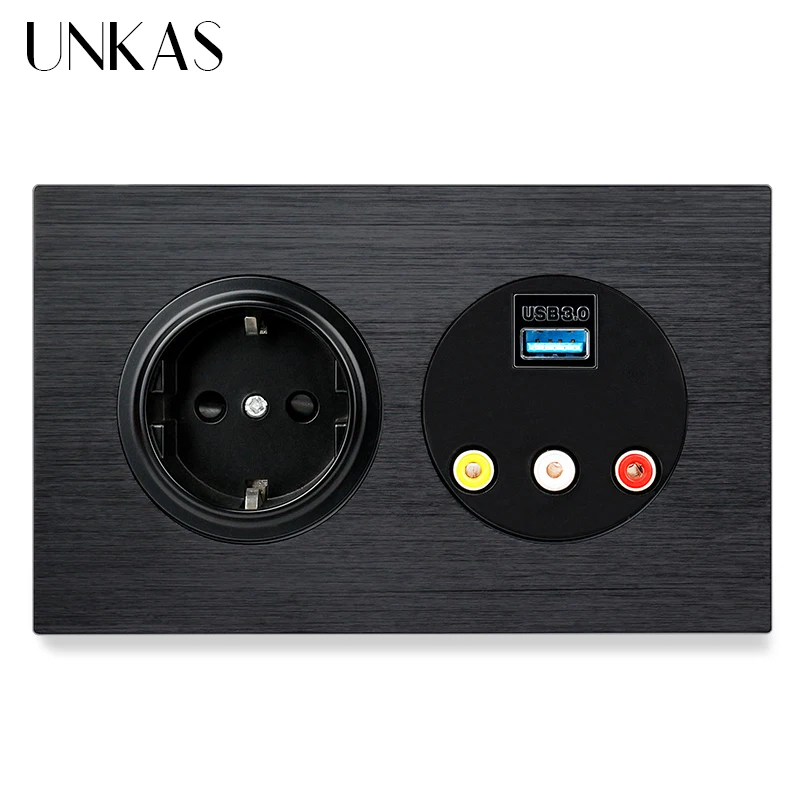 UNKAS USB 3 0 разъем для видеоразъема L/R каналы 16 А настенная розетка европейского