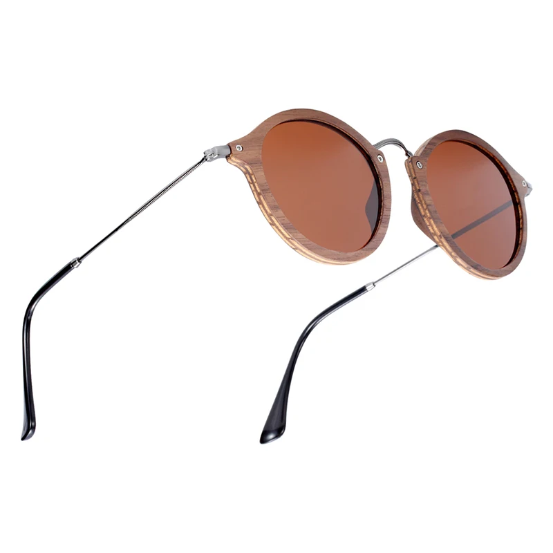 BARCUR Vintage Natural Black Walnut Wood Sunglasses