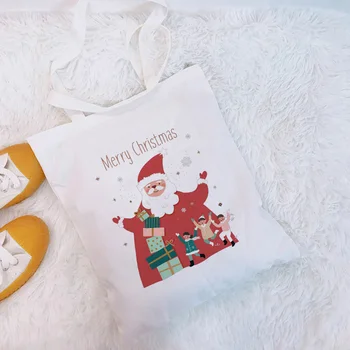 

Christmas Grandpa Gift Print Shoulder Canvas Bags Cartoon shopping bag Chic Handbag Harajuku Fashion Women Bag Fun Ins Wallet