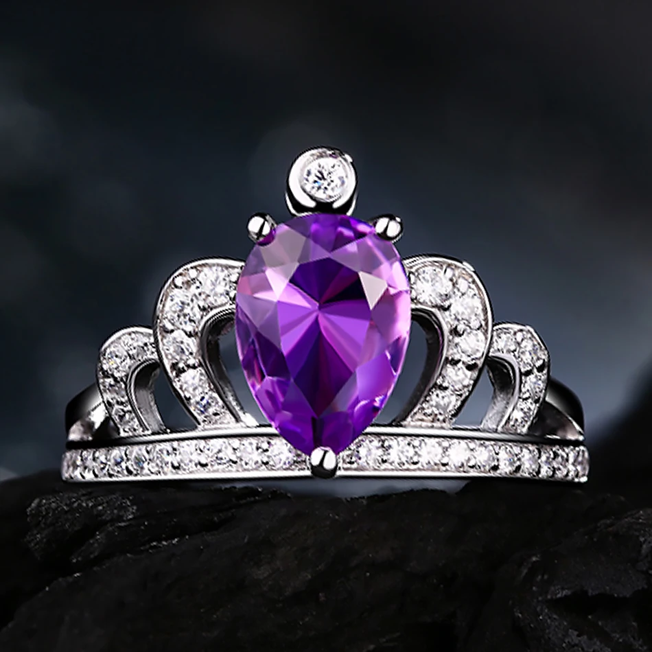 Natural Amethyst Gemstones Solid 925 Sterling Silver Handmade Leaf Rings