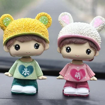 

1Pc Car Dashboard Cute Lover Shaking Head Doll Vehicle Decoration Ornament Car Interior Accessary