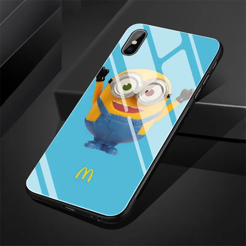 Гадкий я Миньоны для iPhone 6 6s 8 8Plus X 7 7Plus XR Xs Max 5 5S SE 11 Pro Max забавное закаленное стекло задняя крышка чехол для телефона - Цвет: 1229