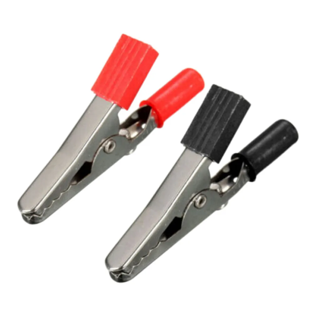 2Pcs Alligator Clips Clamp to 4 mm Banana Female Jack Test Adapter Red Black