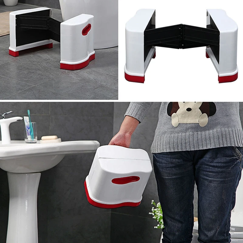 

New Collapsible Toilet Stool Ottoman Portable Stool Plastic Foot Stool Thick Bathroom Stool