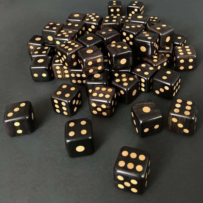 1Pcs Foreign Trade Hot Sale Wooden Dice Ebony Wood Inlaid Points Magic Props Wenwan Dice