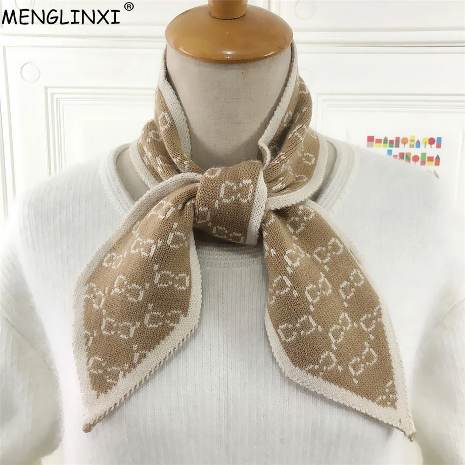 

Luxury Brand Letter Knitted Scarf 2019 Winter Scarf Sharp Angle Women Scarf Long Skinny Small Scarf Female Neckerchief Scarves