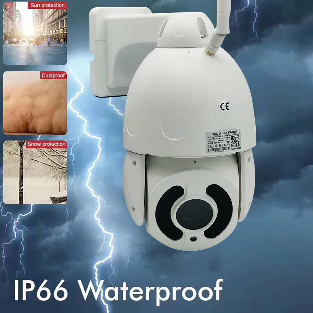 4G SIM Card IP Camera Auto Tracking 20x Auto Zoom CCTV PTZ Metal IR Dome Camera 5MP RJ45 H.265 Human Detect Audio SD Card CamHi