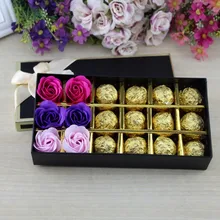 Шоколад мыло цветок подарочной коробке Творческий Роза "Законсервированные" свежие цветы 18 Сетка для подруги в канун Рождества Рождественский подарок