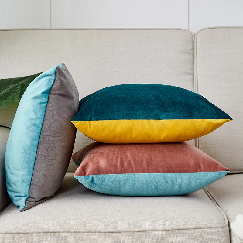 

CANIRICA Cushion Cover Yellow Throw Pillows Cover 45*45 Velvet Pillow Home Decorative Funda Cojin For Sofa Living Room Bedroom
