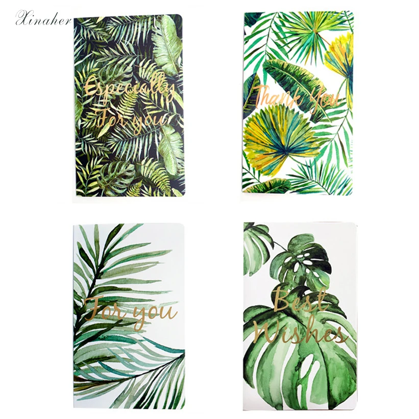 

XINAHER 5pcs Rainforest plant Bronzing greeting card invitation Wedding thanks birthday card paper gift wedding thank you cards
