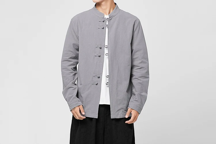 Sinicism магазин в китайском стиле новая льняная однотонная мужская одежда с длинным рукавом мужские свободные рубашки оверсайз однобортные мужские рубашки