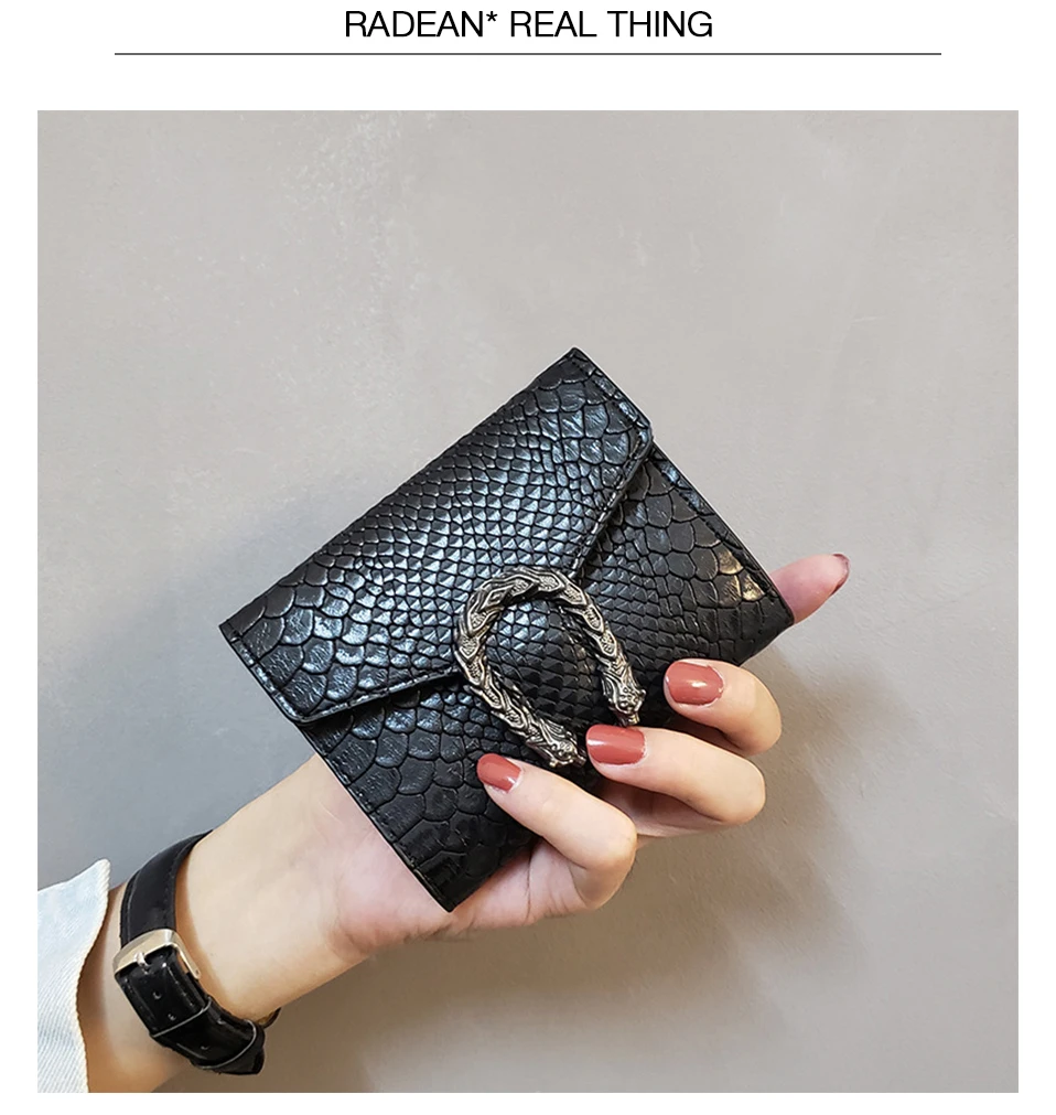 Women's short wallet retro wild wallet women's Snake pattern buckle wallet simple fashion ladies clutch Free shipping