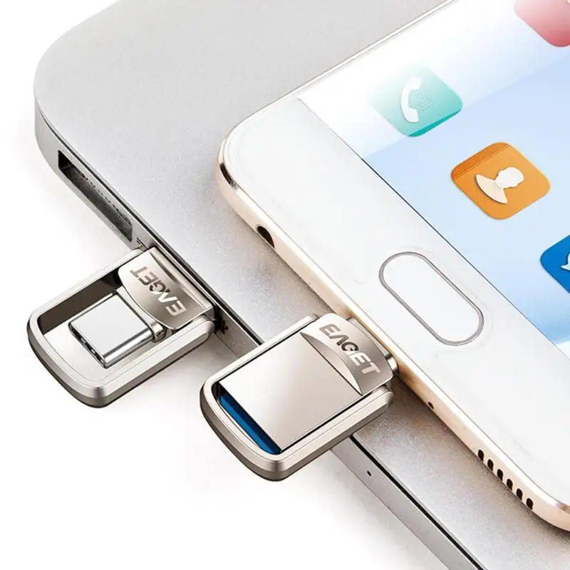  EAGET CU20 USB Flash Drive 32GB 64GB 128GB Metal Type C USB 3.0 Pendrive OTG Type-C Memory Stick Pe