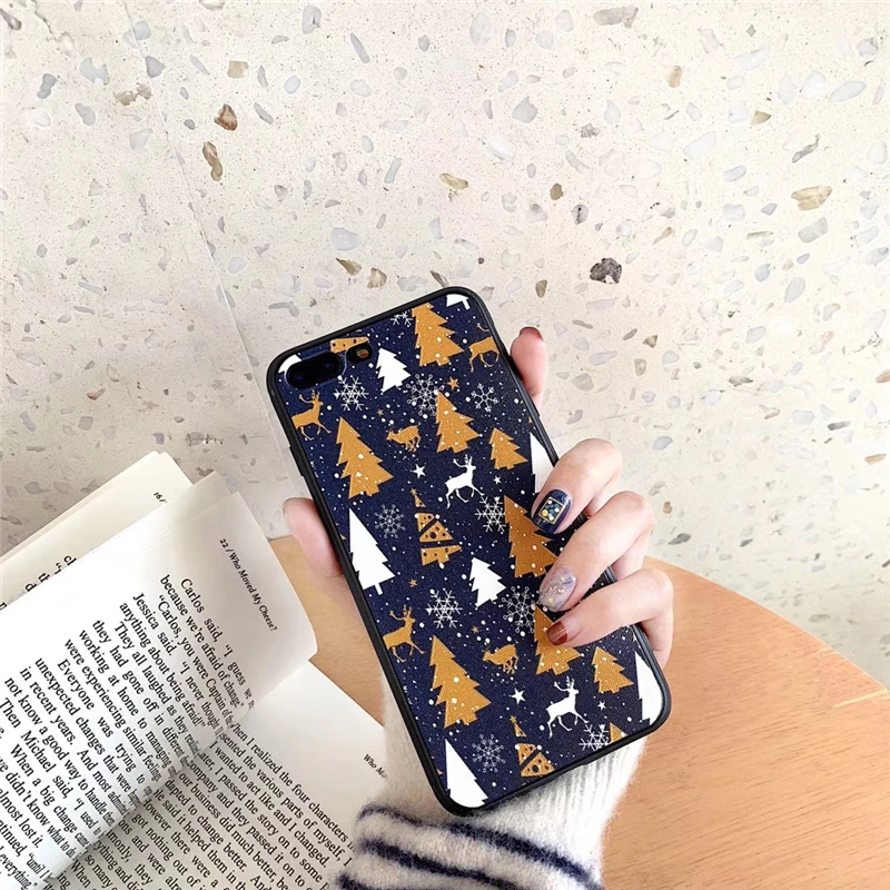 Красный чехол для телефона с рождественской елкой для Iphone 11 Pro Max X Xr Xs Max 6s 7 8 Plus Ретро Цветочный Мягкий силиконовый чехол ТПУ задняя крышка