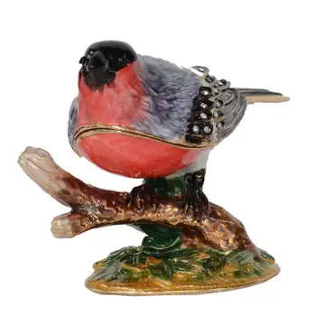 

Bullfinch Bird Trinket Box Jewelry Container Bird Decoration Novelty Gift for Lovers Metal Tabletop