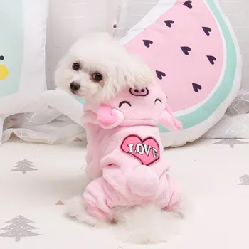 

Pet Autumn Winter Flannel Four Legs Costume for Small and Medium Dogs Puppy Thickened Hoodie Coat Light Red Pig For Puppy I