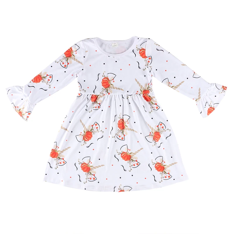 Baratos Niños Vestidos de unicornios para niñas bebé disfraz de Halloween llamarada Vestido de manga larga para niñas pequeñas Vestidos de fiesta de navidad