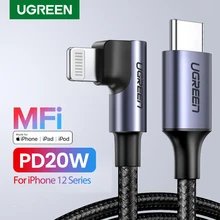 Ugreen – câble USB MFi PD PD 18W pour recharge rapide et transfert de données, cordon de chargeur usb-c vers Lightning pour iPhone 12 Mini Pro Max et Macbook