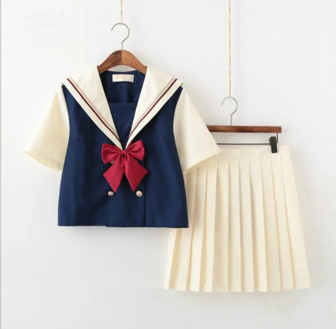 Японская школьная форма для девочек в стиле милой Лолиты, моряка, корейская форма JK, косплей, рубашка с длинными рукавами, плиссированная юбка, Студенческая одежда