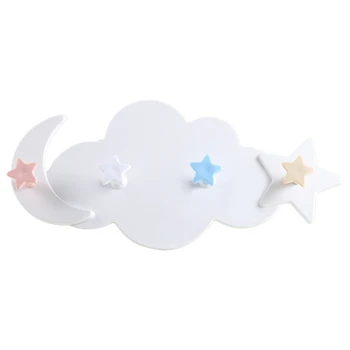 

Star Moon Cloud Shape Nail-Free Wall Clothes Hooks Kids Room Clothes Hooks Small Bag Toy Hooks Kitchen Storage Hooks