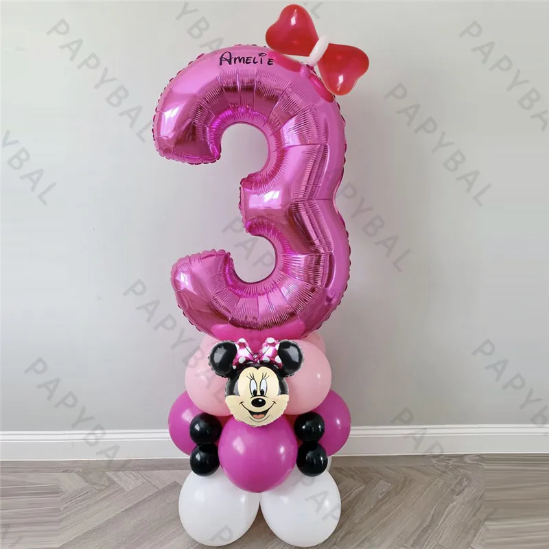 Palloncini Foil testa di topo Disney Minnie 20 pezzi 32 palloncini numero  oro rosa compleanno bambini Baby Shower forniture Globos