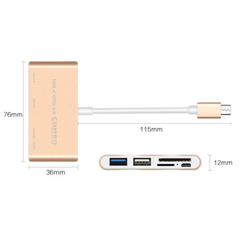 type-C Адаптер 5в1 type C usb-хаб с разъемом 1USB 3,0 USB 2,0 SD/TF - Цвет: type-C