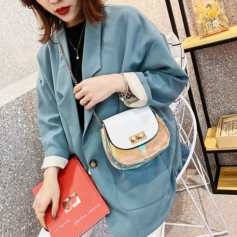 

2019 New Style Laser Transparent Square Sling Bag Korean-style Chain Small Bag Summer Candy Shoulder Oblique Bag