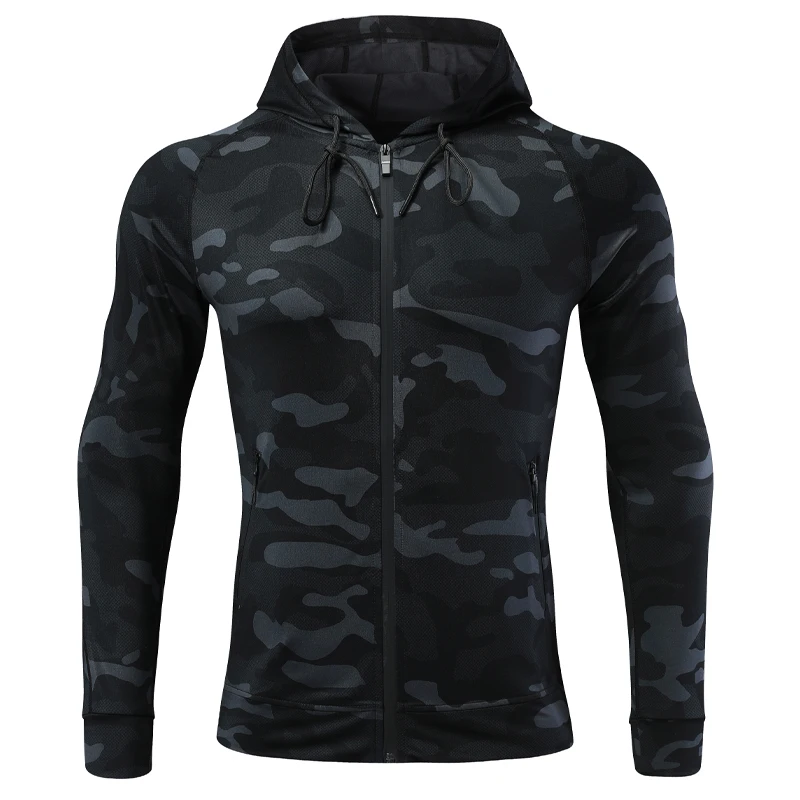 Men Sports Jackets Camouflage Outdoor Sports Zipper Hoodies Casual Gym Training Sweatshirts Breathable Running Thin Coats