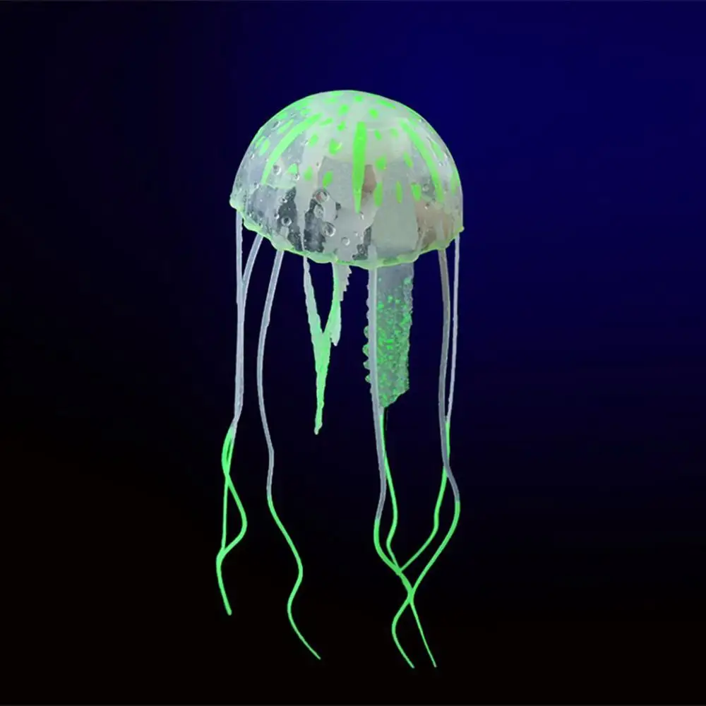 Флуоресцентная силиконовая Медуза светящийся эффект рыбы для аквариума украшения аквариума Ландшафтные рыбные украшения - Цвет: Зеленый