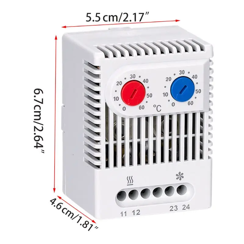 

New Small compact adjustable temperature controller ZR011 dual thermostat connecting heater fan for cabinet ZR 011 qyh