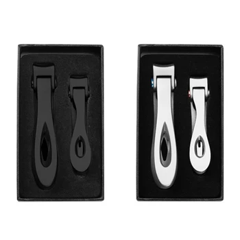 

2pcs Portable Nail Clippers Set Fingernail Toenail Clipper Cutter Stainless Steel Pedicure Trimmer