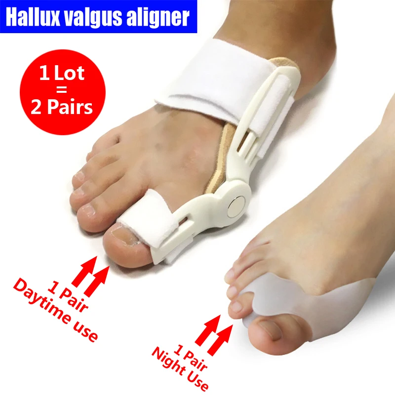 1 Lot=2 Pairs Hallux Valgus Aligner Foot Thumb Rehabilitation Big Toe Separator Alluce Valgo Adjustment Toe Corrector Feet Care