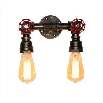 

European retro water pipe wall lamp E27 bulb led lamps Restaurant bar loft industrial wall lamps Creative Iron wall lighting Z5