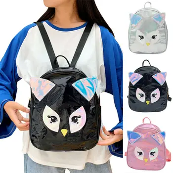 

Cute Cat Laser Hologram Backpack For Girls Children School Bag Pu Leather Cartoon Women Backpack Mini Zippered Travel Bags