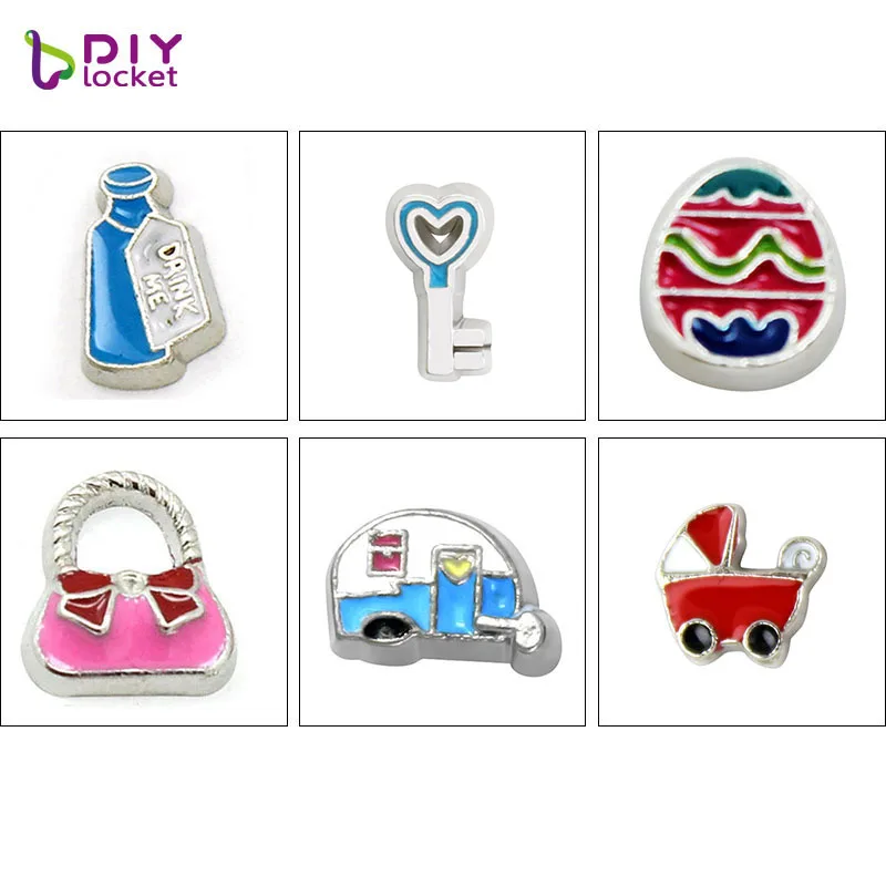

diylocket 10PCS Mix Style Floating charms Zinc Alloy Fit Floating lockets Pendant Charm locket LSFC018-501
