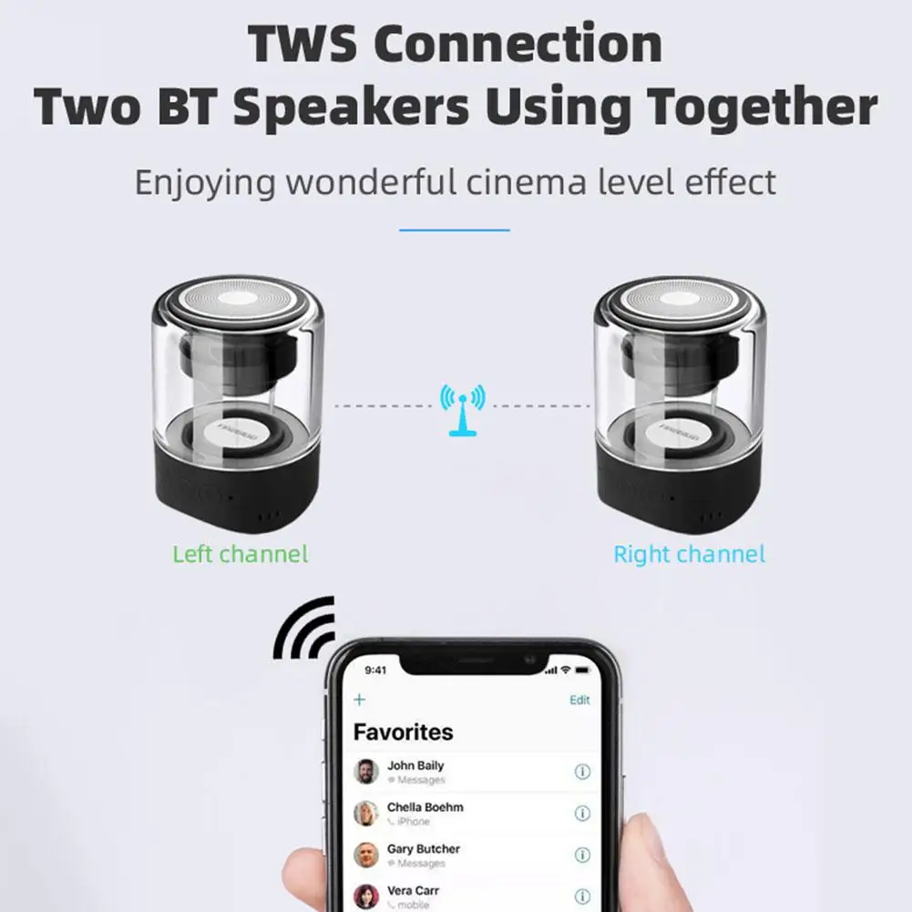 Беспроводной Bluetooth динамик TWS мини 4 цвета светодиодный дыхательный свет мега бас стерео Соединительный динамик 1 пара