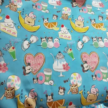 

140cm Width Mikey Minie Blue Cotton Fabric for Baby Girl Clothes Hometextile Bedding Set Cushion Cover Backpacks DIY-BK846