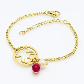 

316L Stainless Steel Link Bracelet For Women Bear Fashion Adjustable Chain Bracelet Jewelry Gift