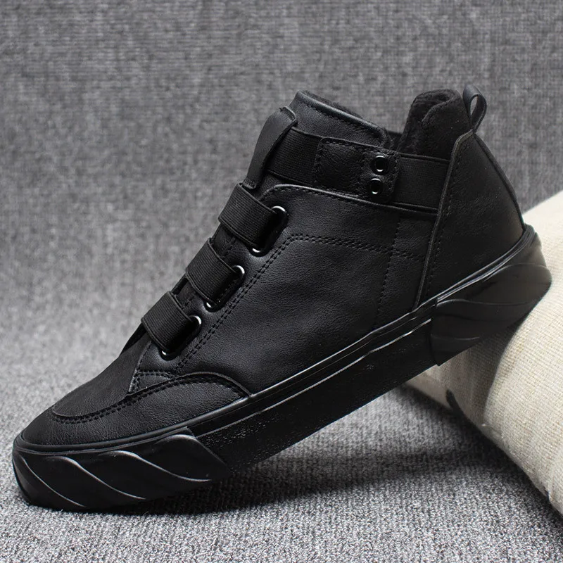 

2019 New Style Winter Men's Shoes Sub-Hight-top Leather Shoes Slip-on Second Cotton Shoes Korean-style Trend Warm plus Velvet Ma