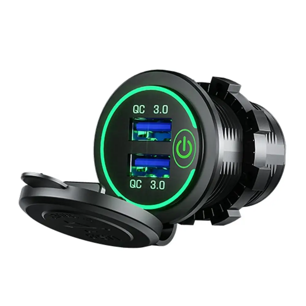 green QC3.0 автомобильное зарядное устройство универсальное 2 порта USB Автомобильное зарядное устройство для iPhone samsung Xiaomi автомобильное зарядное устройство со светодиодным индикатором - Цвет: green