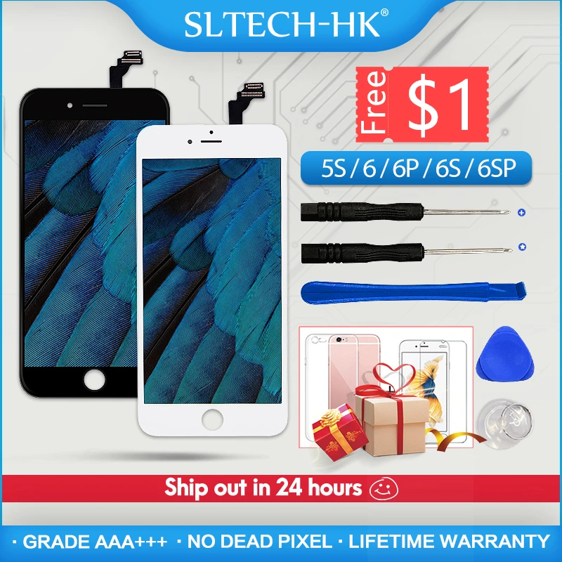 Pаспродажа Класс AAA + + + для iPhone 6 6S Plus font b lcd b font с 3D сила кодирующий преобразователь сенсорного экрана в сборе для iPhone 5S дисплей без битых пикселей