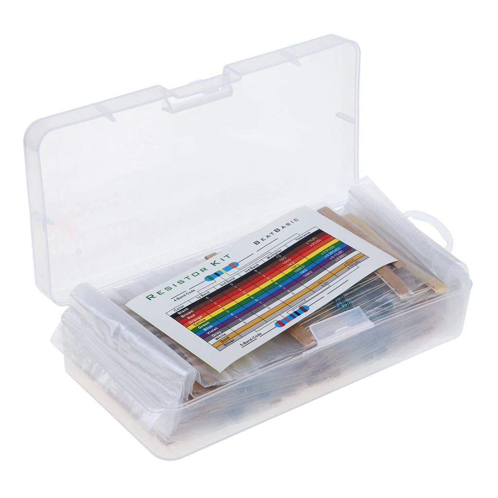 38 Values 1% Tolerance Resistor Kit Assortment 0 Ohm-1M Ohm (Pack of 1140)