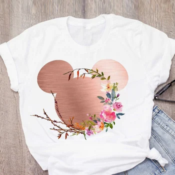 

Women Print Flower Ear Floral Cartoon Cute Short Sleeve Summer Lady Girl Womens Clothing Tops T-Shirt Shirt Tees Female T Shirt