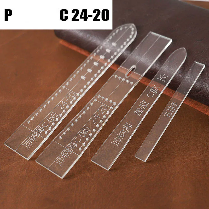 STRAP-P-C24-20-1SET Кожаные инструменты для рукоделия прозрачный акриловый ремешок для часов шаблон для дома DIY принадлежности ремешок для часов форма для мужчин и женщин - Цвет: STRAP-P-C24-20-1SET